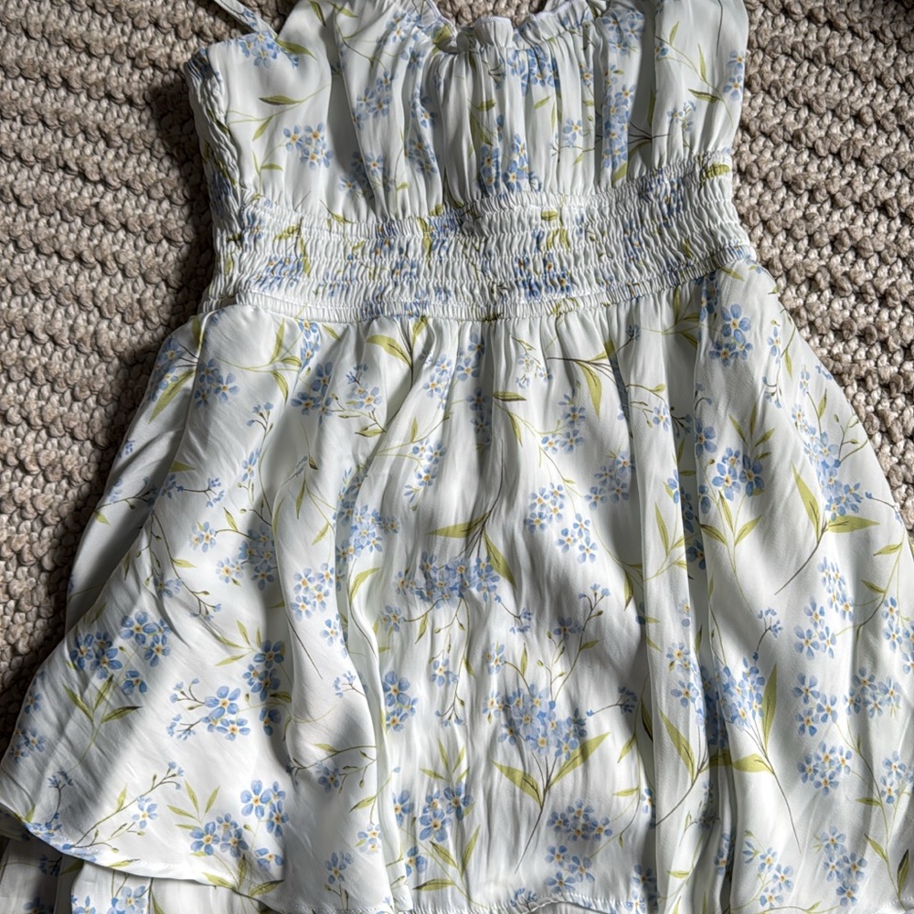 Altar'd State Floral Romper - Blue and Green